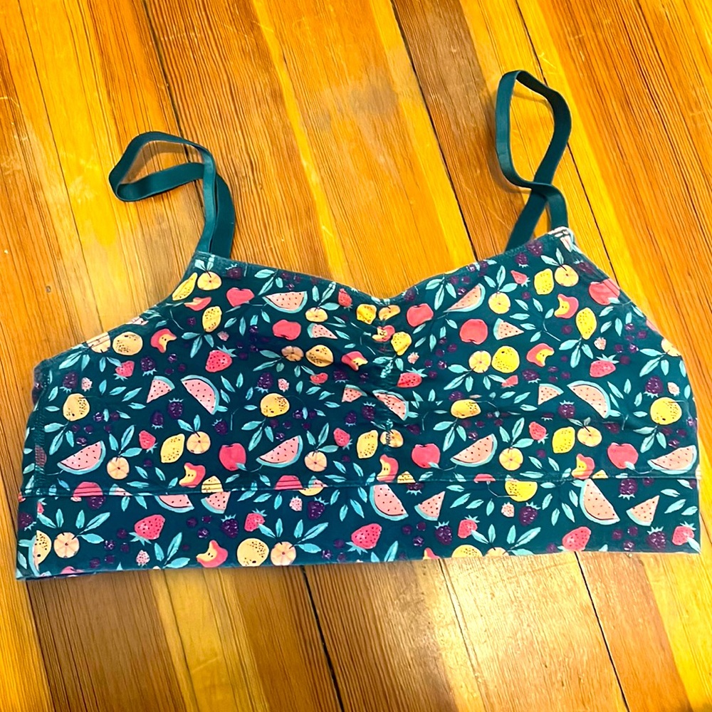 Duluth Trading Green Fruit Print Bralette